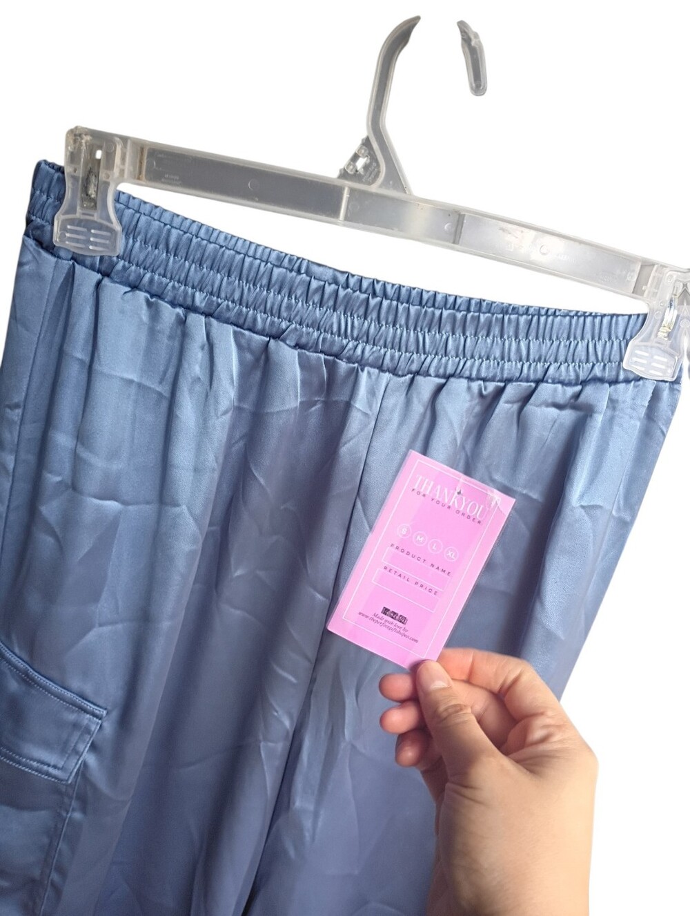 NWT Double Zero Gray/Blue Satin Cargo Pants Size Small - Picture 5 of 7